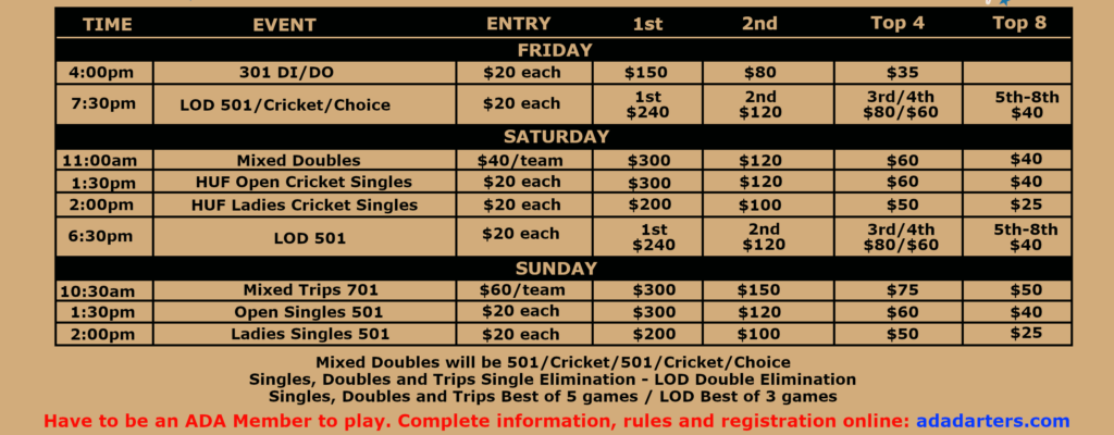 2026 ADA Alewerks Schedule Image