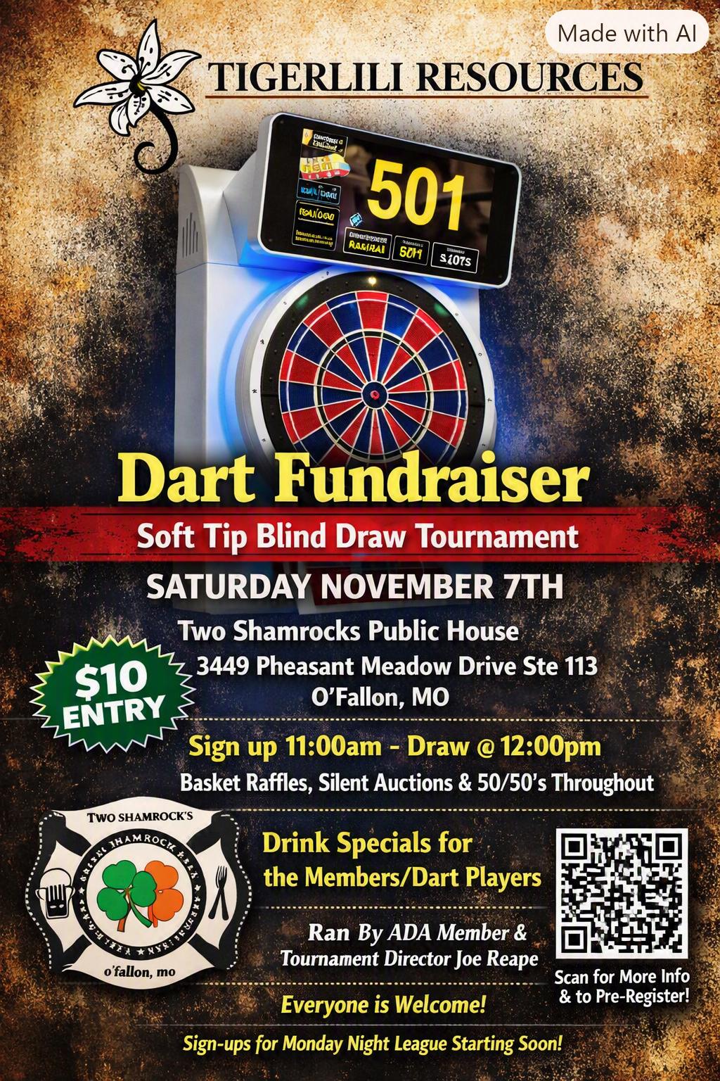 11 07 26 Tigerlili Dart Fundraiser Flyer